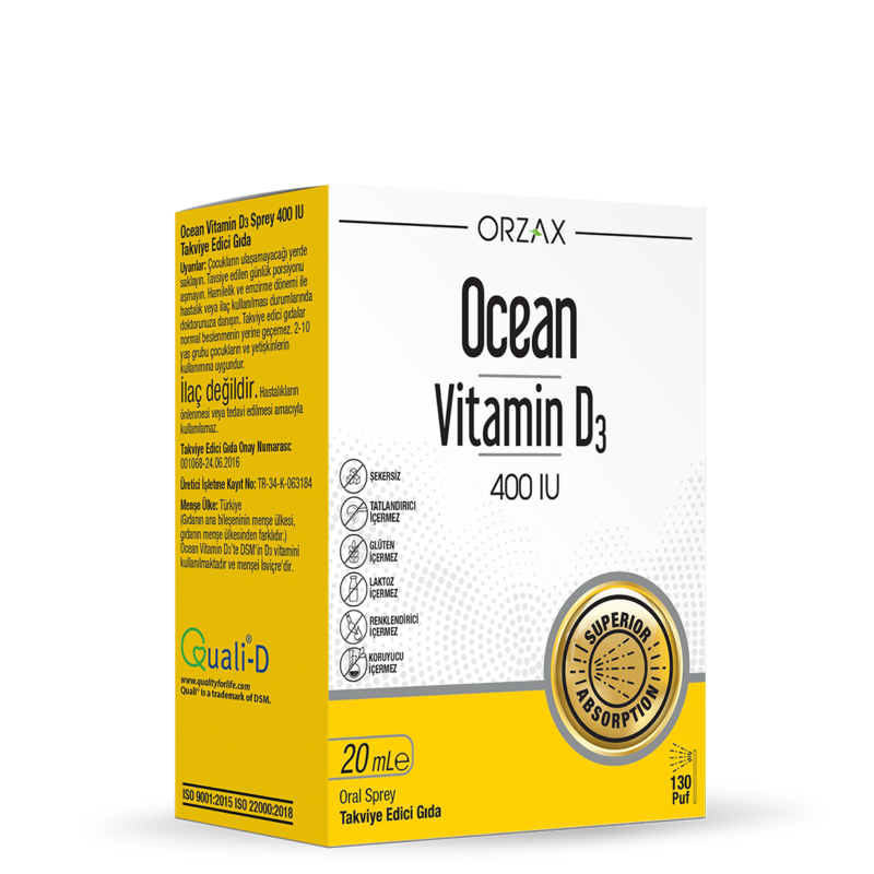 Ocean Vitamin D3 400 UI (20 ml Sprey) - Orzax