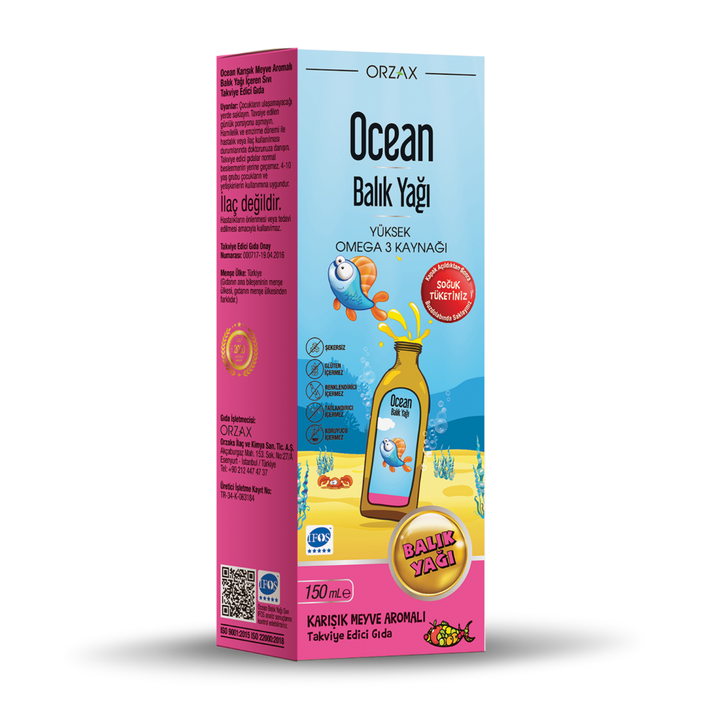 Ocean Karışık Meyve Aromalı Balık Yağı 150 mL Likit