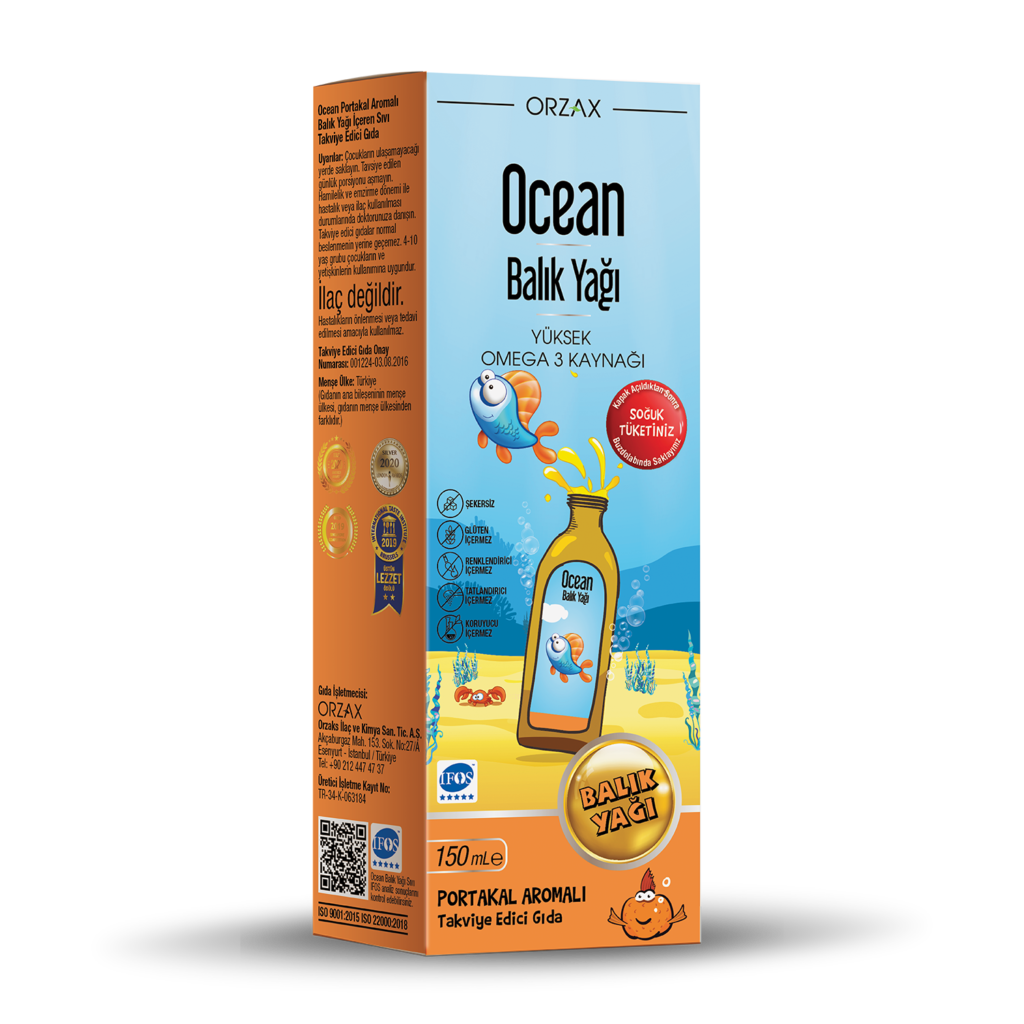 Ocean Portakal Aromalı Balık Yağı 150 mL